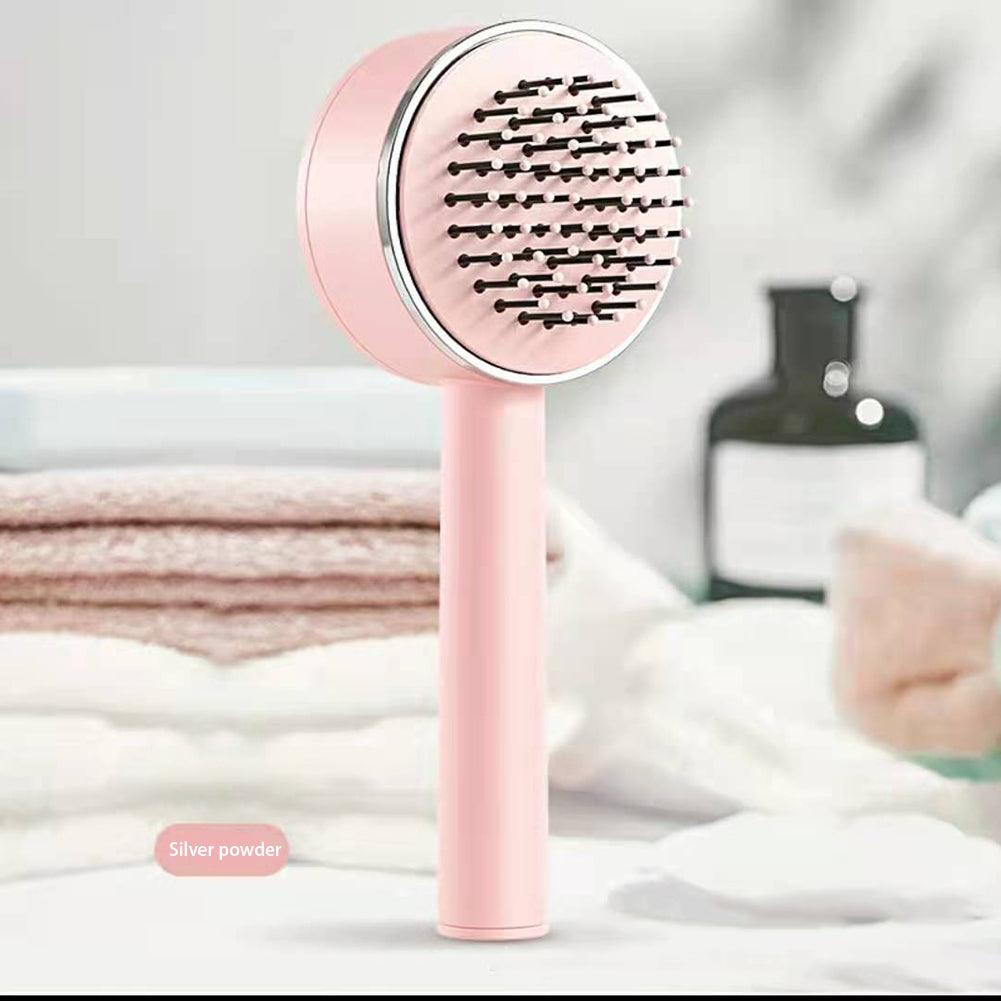 Anti-Static Self-cleaning Hair Brush Pink