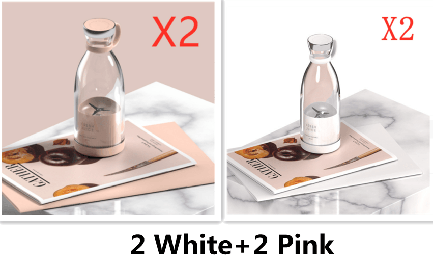 Electric Juicer Blender Mixer USB Rechargeable 2white and 2pink